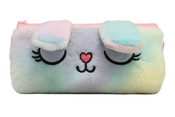 Pastel Rainbow Bunny Pencil Case – Soft Plush Zipper Pouch for Kids & Return Gifts - Image 1