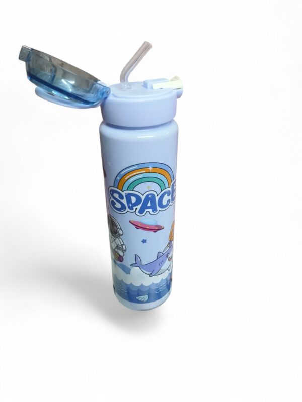 SPACE Explorer Kids Water Bottle – Flip-Top Lid with Straw | Astronaut & Shark Design | BPA-Free - Image 1