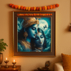 Krishna Radha Beaded Wall Art – Divine Love Under Moonlight | 3D Sparkle | Festive & Spiritual Decor - Image 2