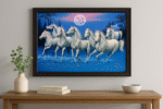 Seven White Horses Wall Art – Moonlit Gallop | Vastu Symbolism | Premium Framed Decor - Image 2