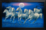 Seven White Horses Wall Art – Moonlit Gallop | Vastu Symbolism | Premium Framed Decor