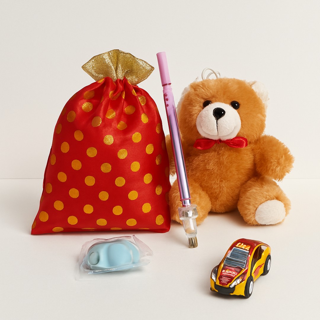 Copilot_20250911_205205 Navratri Return Gift Combo – Teddy, Toy Car & Festive Goodies in Designer Bag (Pack Of 3) - Image 1