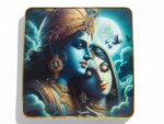 Krishna Radha Beaded Wall Art – Divine Love Under Moonlight | 3D Sparkle | Festive & Spiritual Decor